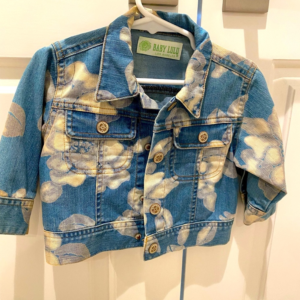 Baby Lulu Los Angeles Denim Floral Appliqué Jacket